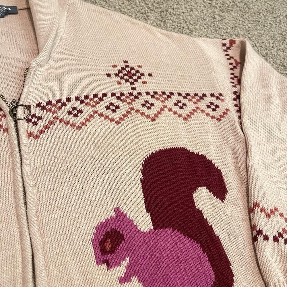 ModCloth Squirrel Fair Isle Full Zip Shawl Collar Cardigan Sweater Women's Large - Picture 4 of 11
